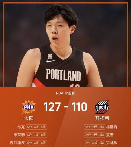 开云：杨瀚森三数据创新高，布克三节打卡19+6+5+3，太阳17分大胜开拓者